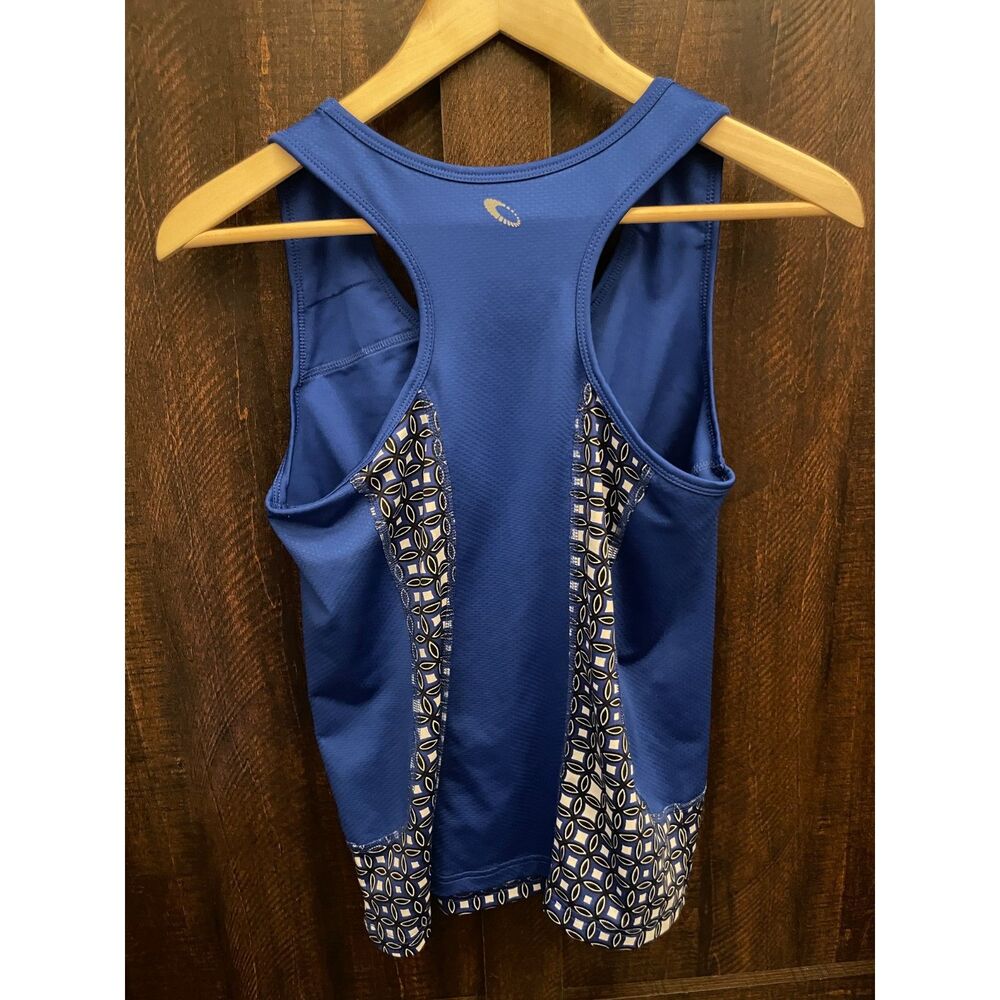 Tek Gear Women’s Blue Racerback Athletic Tank Top Geometric Workout Size L